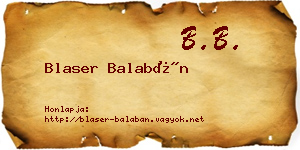 Blaser Balabán névjegykártya